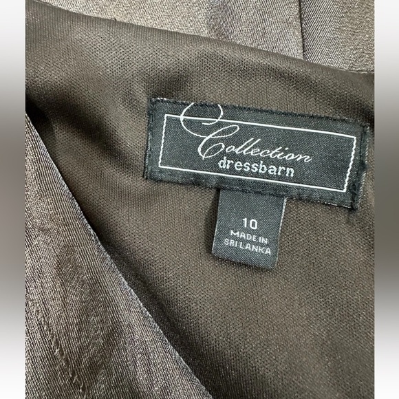 NWT Collection by DressBarn Sz 10 Brown Silver Metallic Layered Crepe Dress - Picture 9 of 13